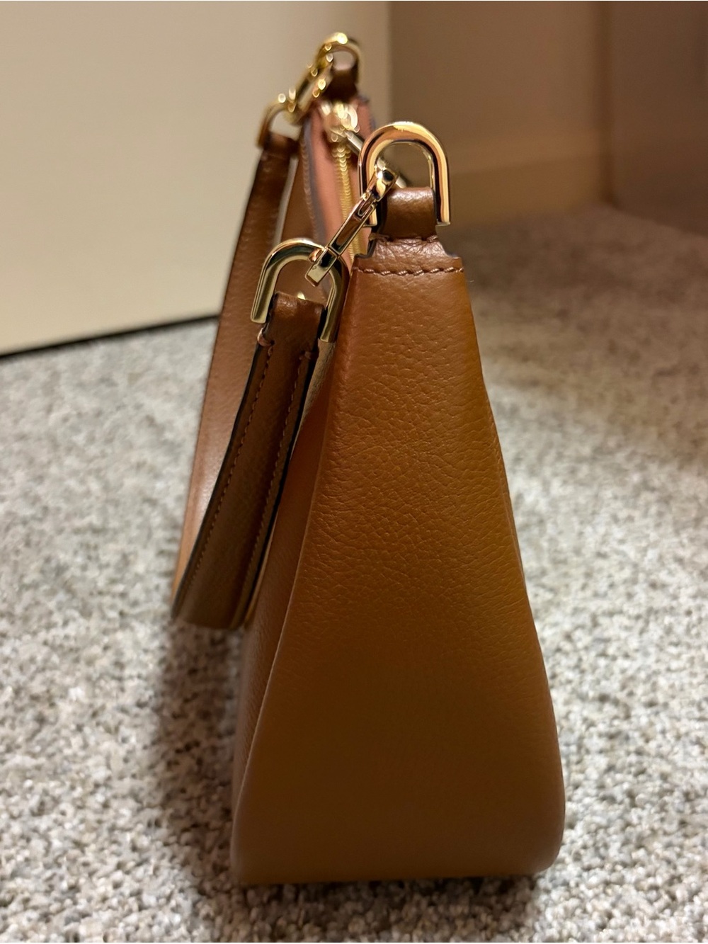 Kate Spade Cognac Pebbled Leather Shoulder Bag with Gold Hardware - Picture 5 of 12